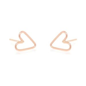 ZOE CHICCO 14K Tiny Open Heart Studs, Rose Gold